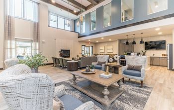 Clubroom with fireplace